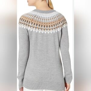 Calvin Klein NWT Soft Gray Fair Isle Ski Resort Sweater w/Metallic Accents Sz XL